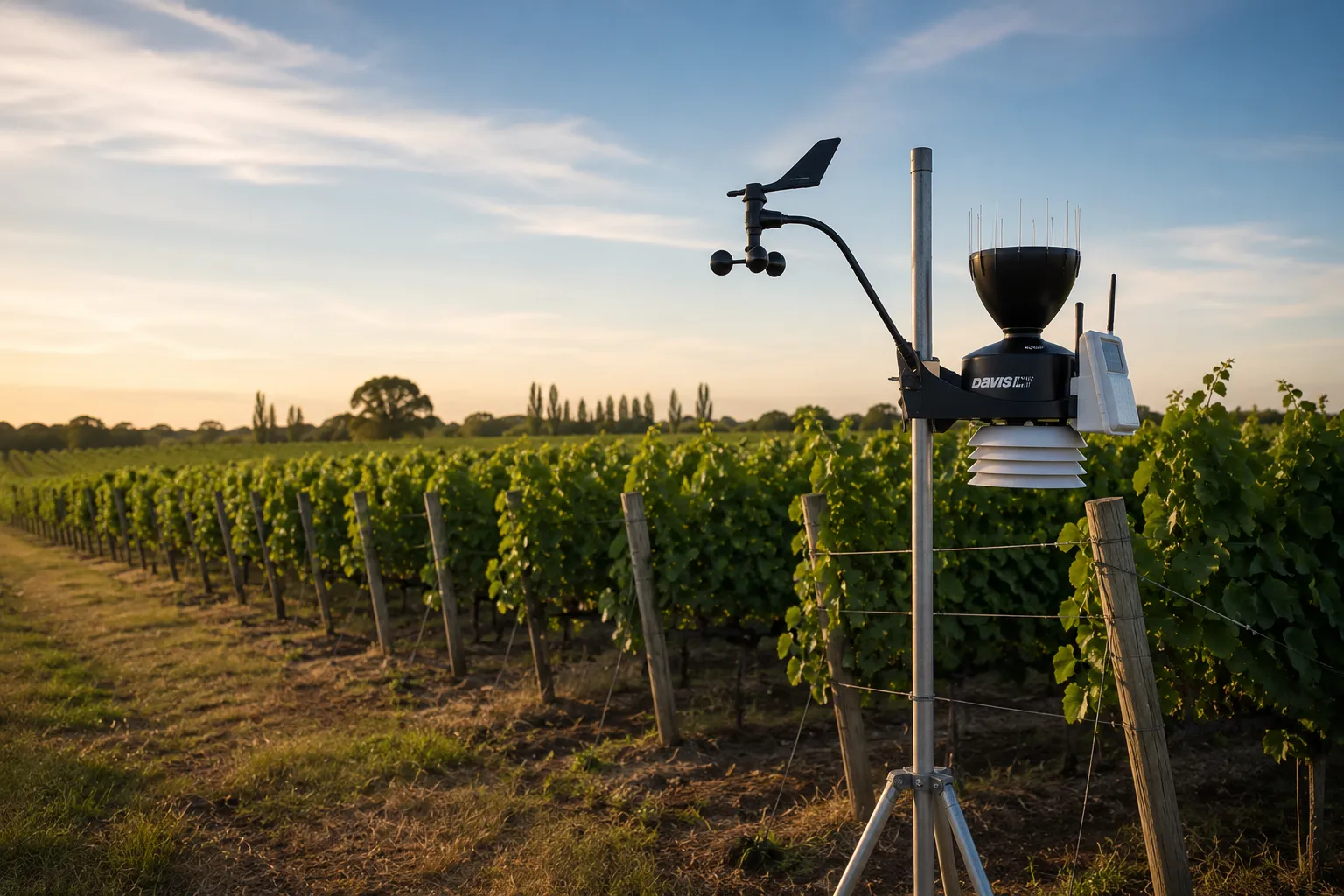 Estación meteorológica instalada en un cultivo